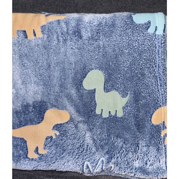 Baby Boy Dinosaur Blanket Plush Blue Blanket 49x60 Lightweight - Picture 3 of 4